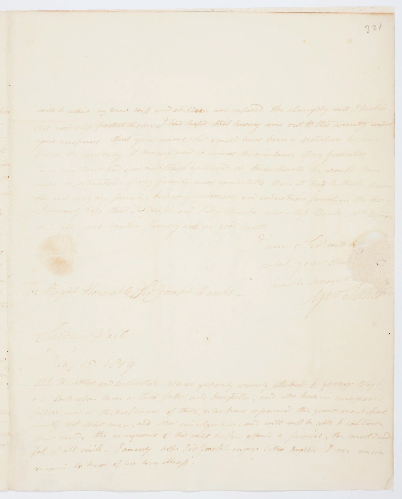 Distressed letter to Sir Joseph Banks, page 2
