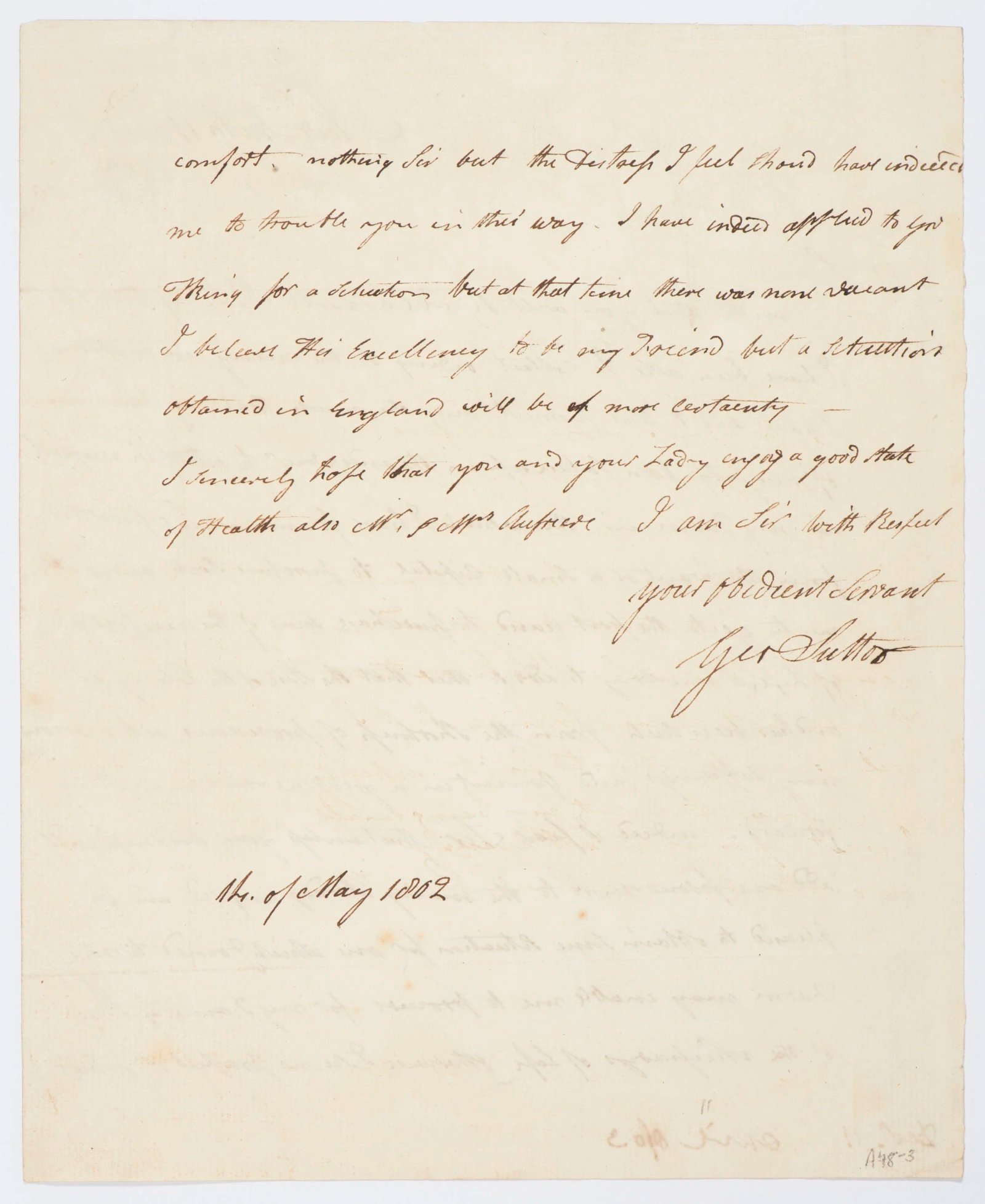 Letter on settling in the new colony, page 1