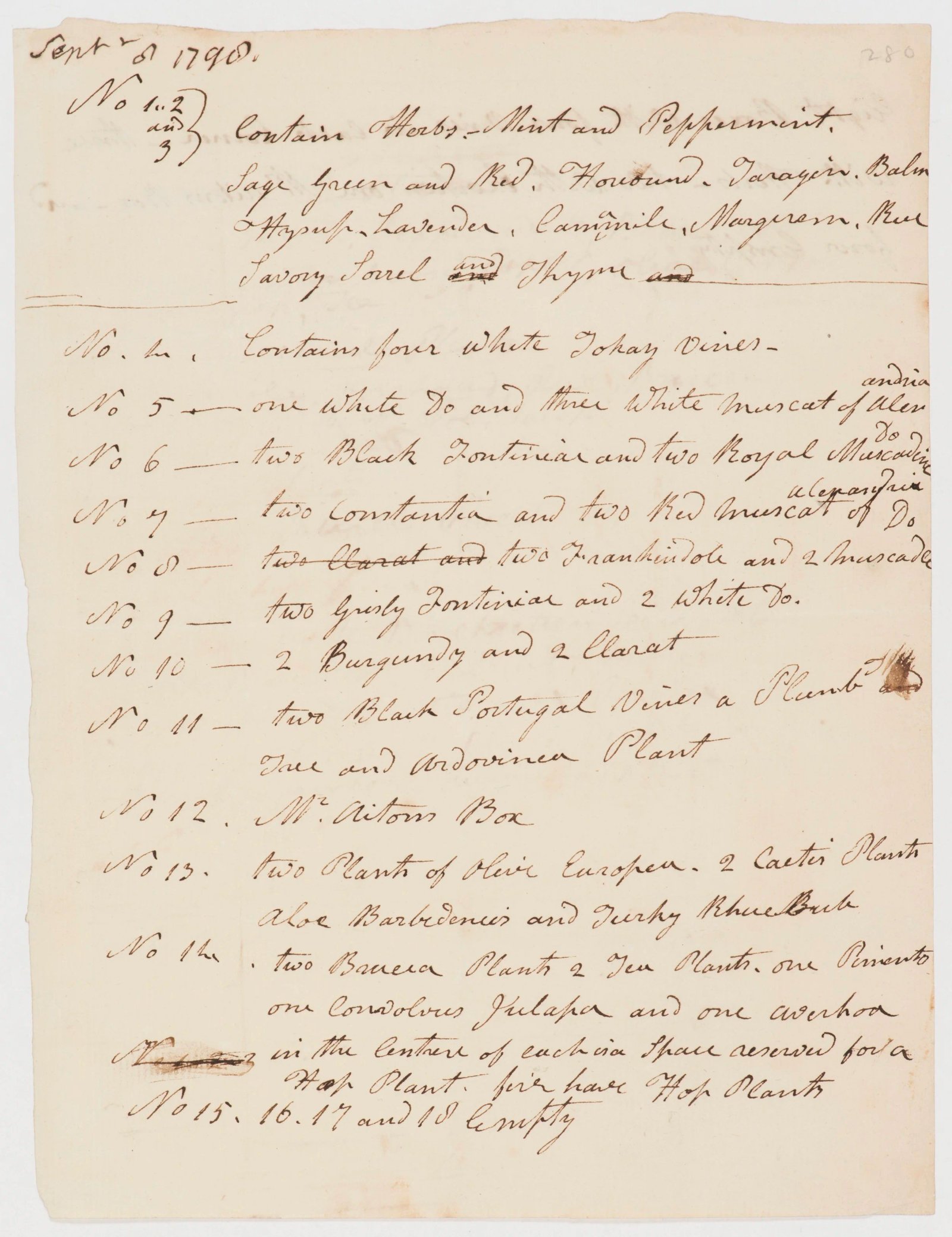 Plant List, 8th September 1798, page 2