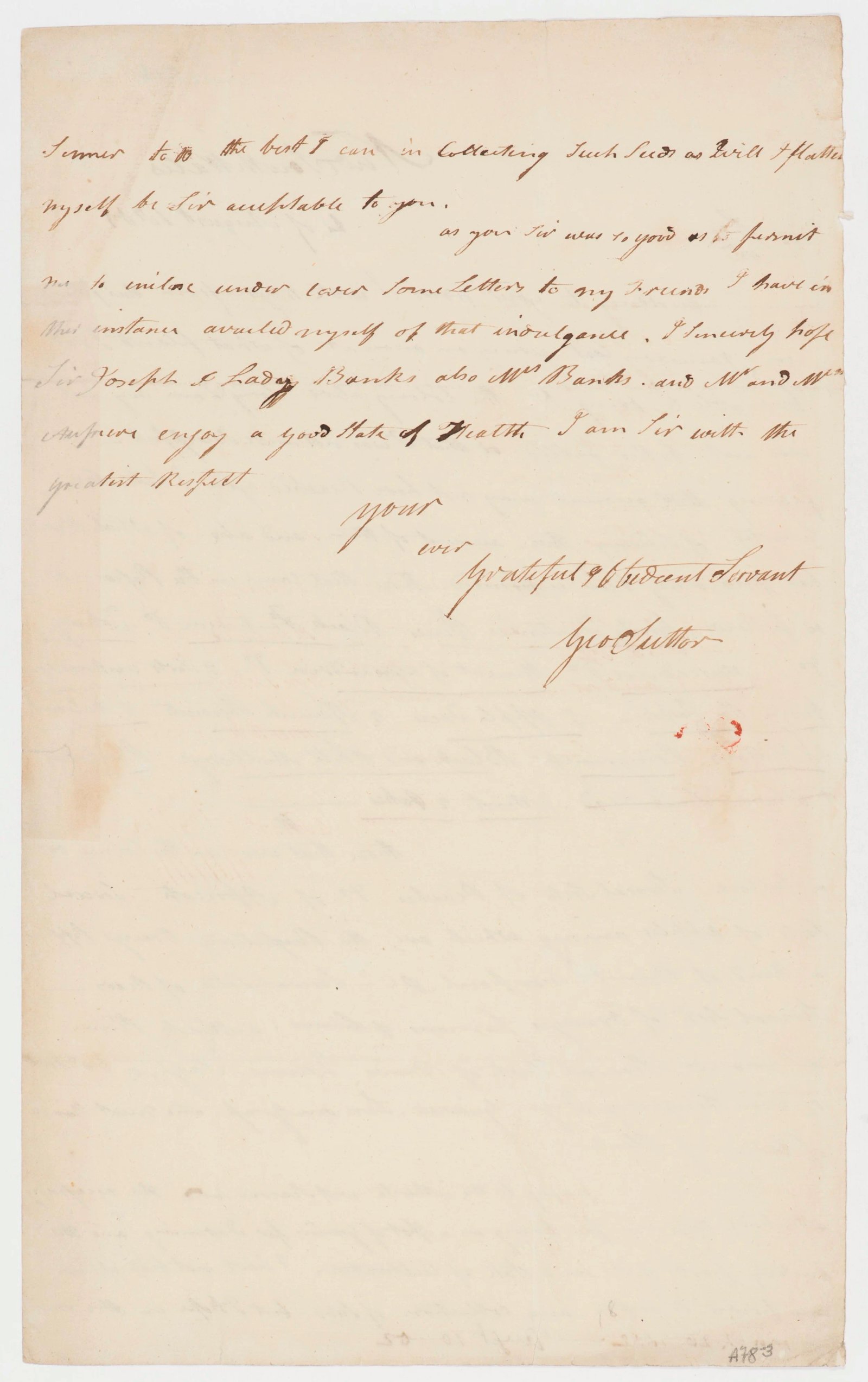 Letter reporting on plant life, page 1