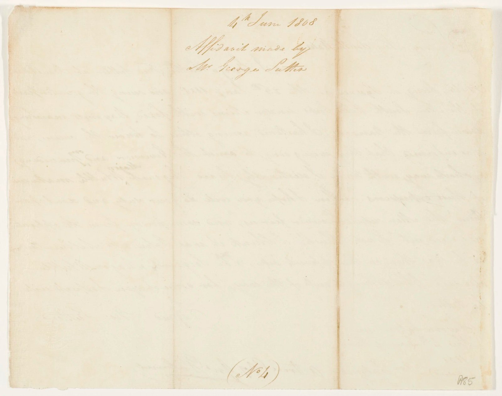 Affidavit made by George Suttor, page 1